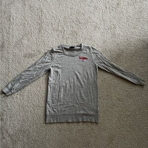 Gray Long Sleeve Top with Red Bonjour